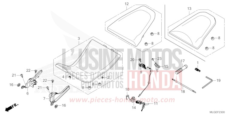 SITZ von Africa Twin DCT GLINT WAVE BLUE METALLIC (B197X) von 2023
